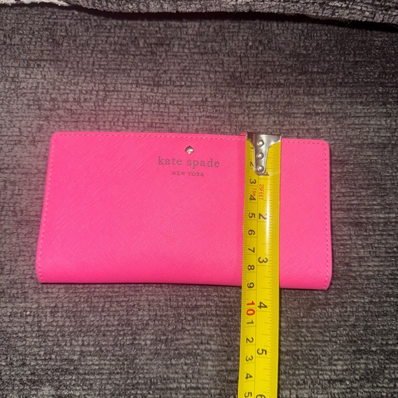 Kate Spade New York Pink Saffiano Leather Slim Wallet Checkbook Bifold - Picture 6 of 11